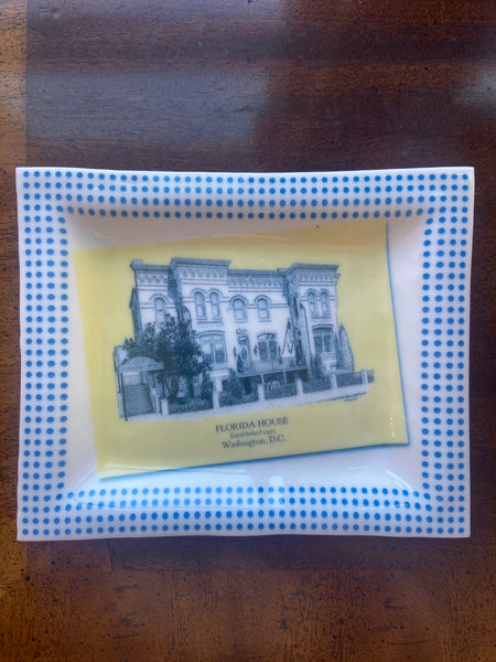 Medium Porcelain Trinket Tray with Yellow Design