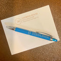 Blue and Silver Barrel Pen with Stylus End